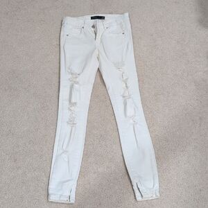 Zara Cream Distressed Skinny Jeans